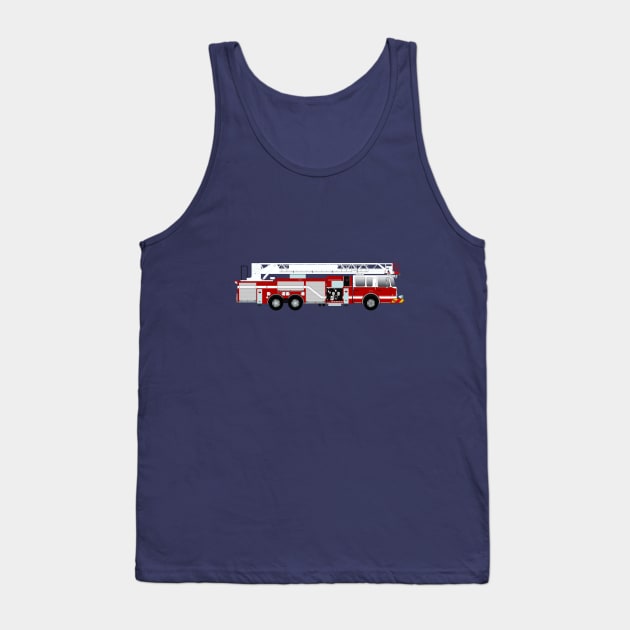 Red and White Fire Truck - Ladder Tank Top by BassFishin